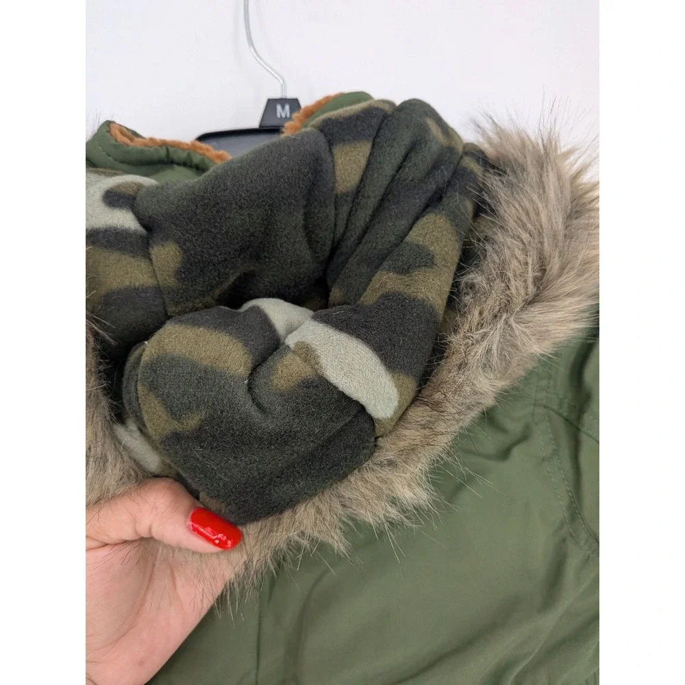 Carters Hooded Field Jacket Military Faux Fur Trim Parka Gorpcore Kids Size 5